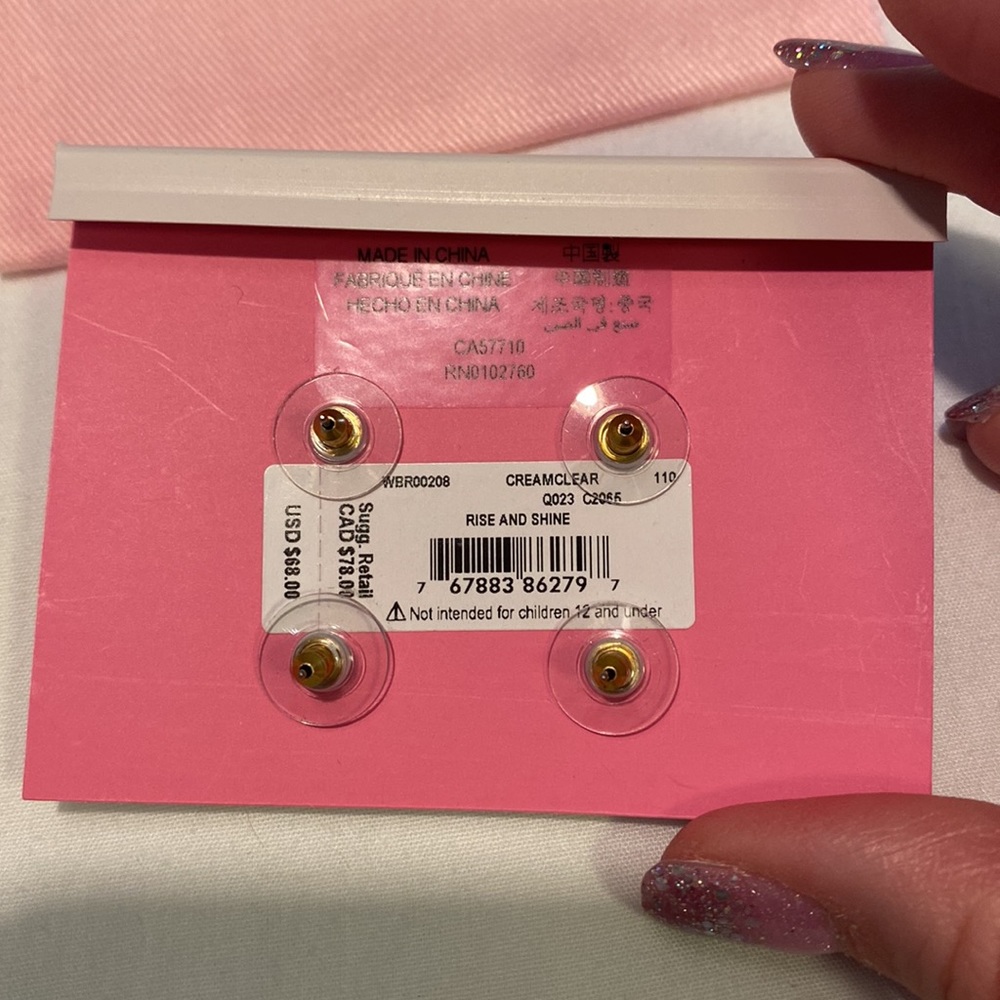 NWT Kate Spade “Rise and Shine” earrings with pink drawstring bag - Picture 11 of 13